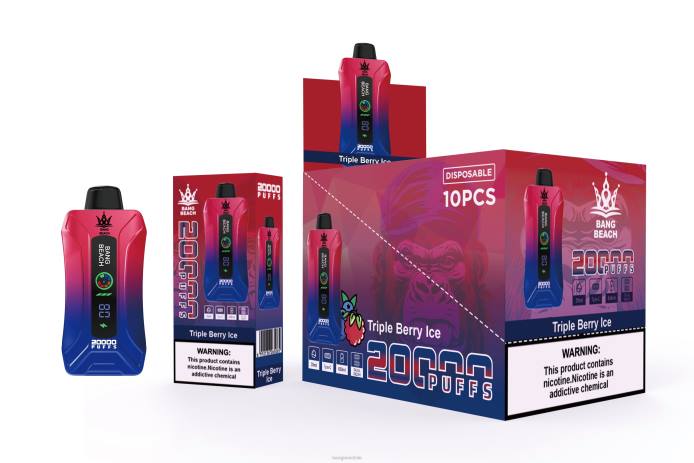 Bang Box Vape - 80008 Bang Beach vape elegante de la pantalla de 20000 soplos hielo de triple baya