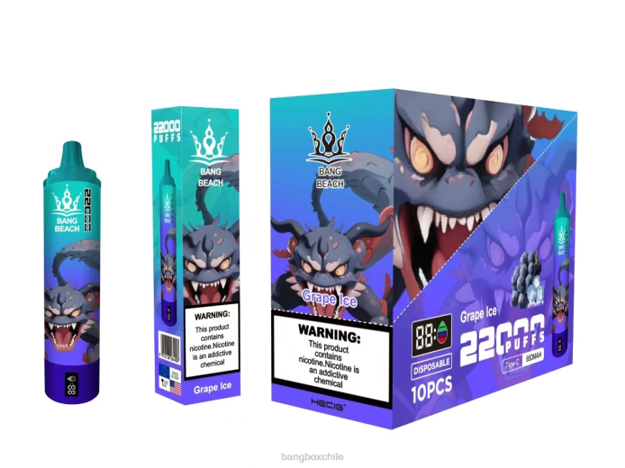Bang Box Chile - 800019 Bang Beach Pantalla inteligente de 22000 inhalaciones. hielo de uva
